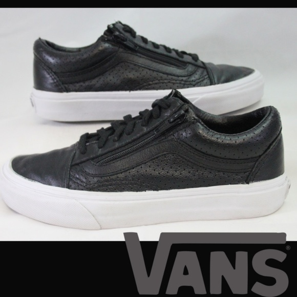 vans old skool zip leather black